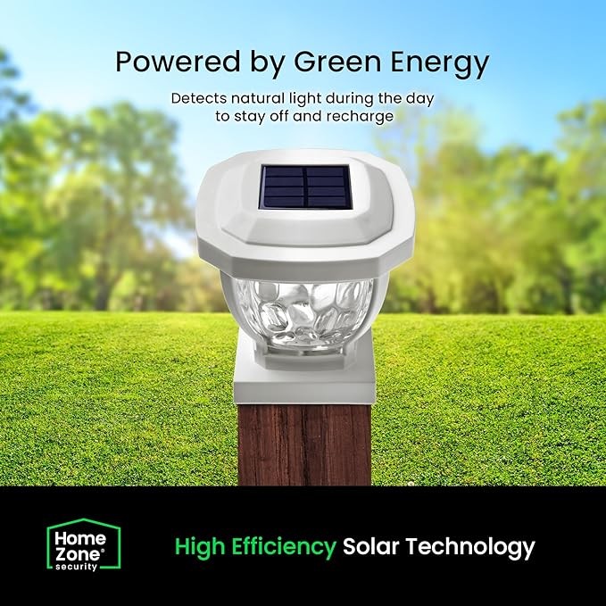 Home Zone Security 12-Lumen-Each 4x4 Solar LED Post Cap Lights 2 Packs - White gallery