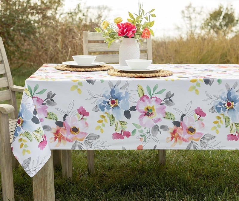 Spillproof Spring/Summer Durable Heavyweight Fabric Indoor Outdoor Tablecloth, gallery