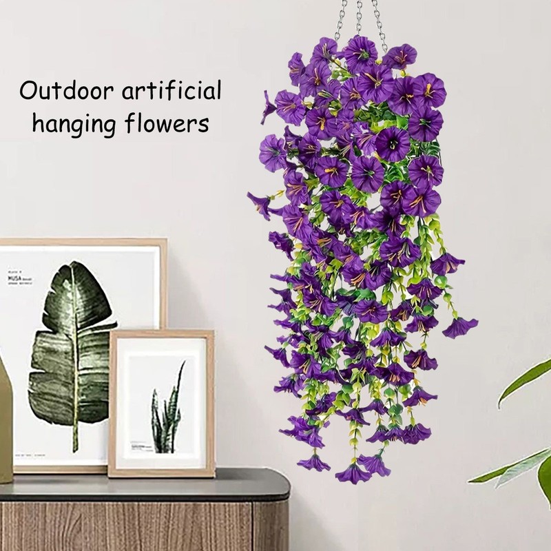 4-20PCS Artificial Morning Glory Vines UV Resistant Hanging Flower Outdoor Decor gallery