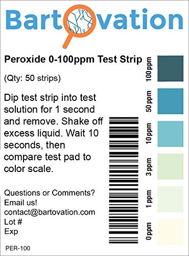 Hydrogen Peroxide H2O2 0-100 ppm Test Strip Kit, Low Level [Vial of 100 Strips] gallery