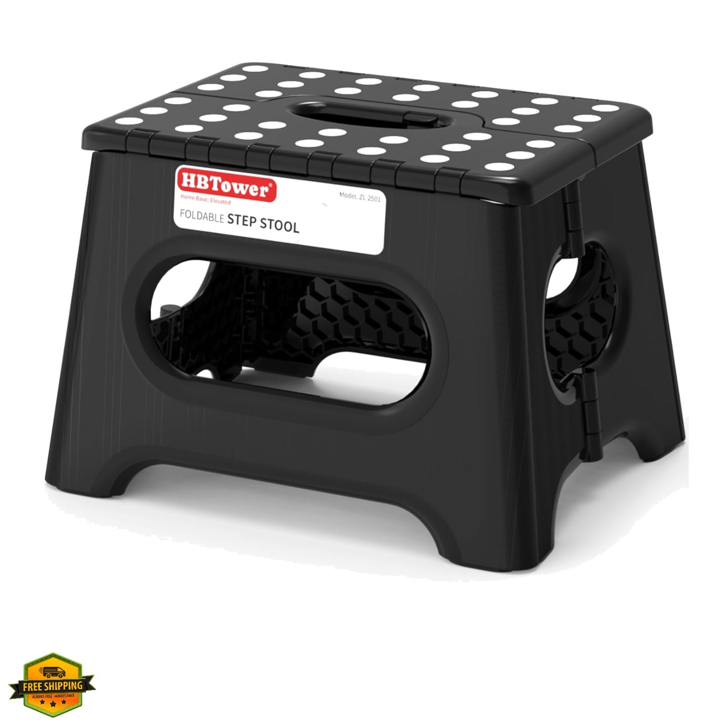 HBTower Folding Step Stool 9 Inch - Holds 600 lb, Non-Slip Surface & Carry Ha... gallery
