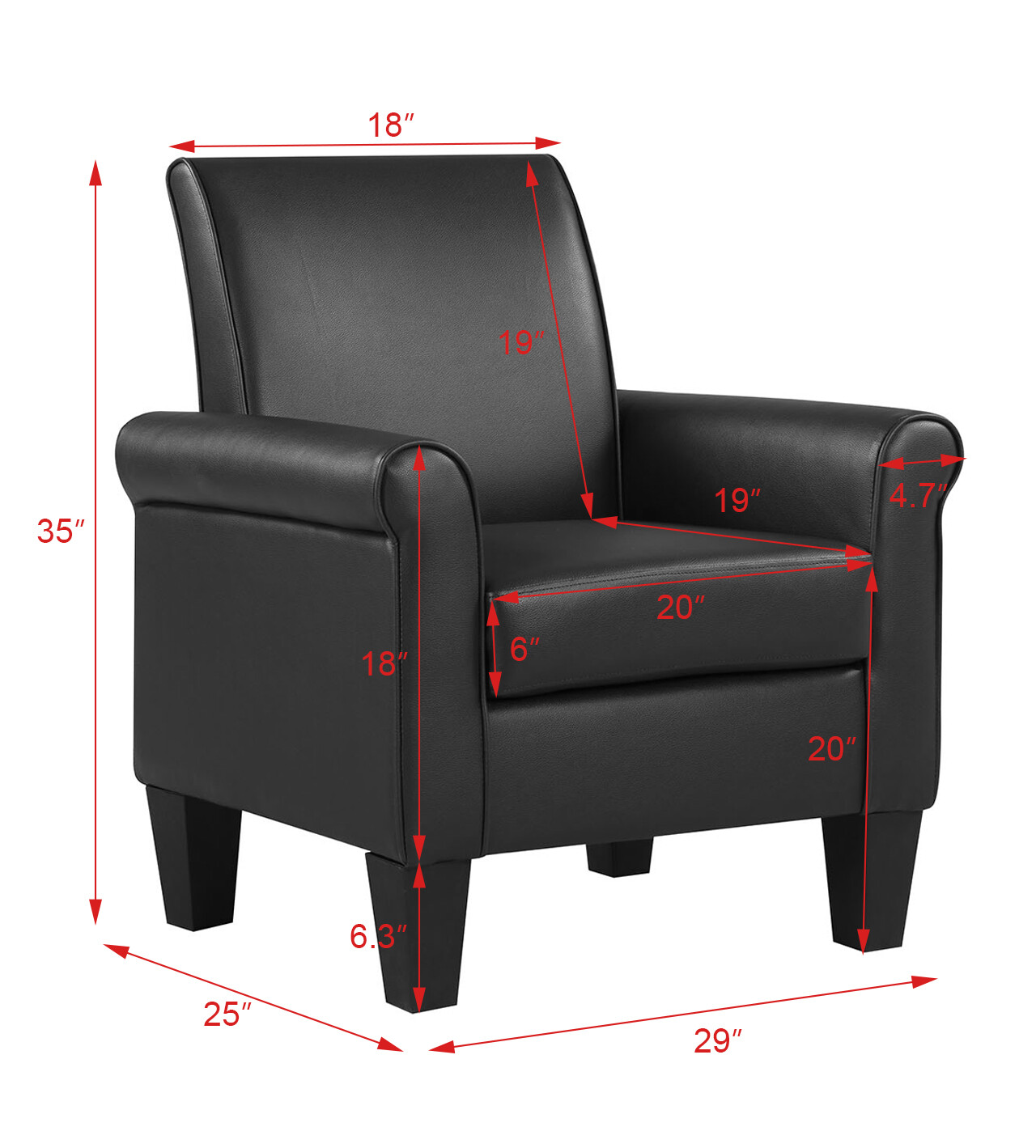 PU Leather ArmChair Modern Accent Single Sofa Seat Living Room Leisure Furniture gallery