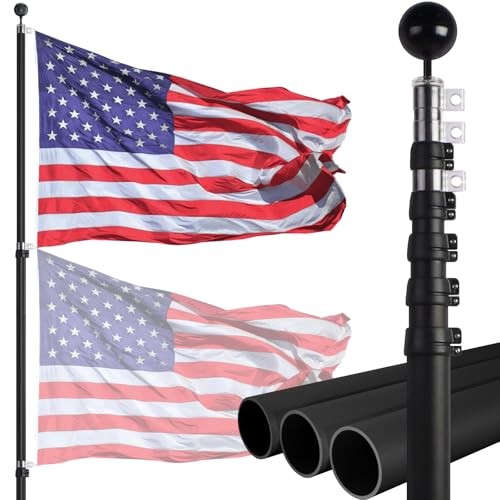20ft Telescopic Flag Pole - Extra Thick Outdoor Telescoping 20FT Black - 20FT gallery