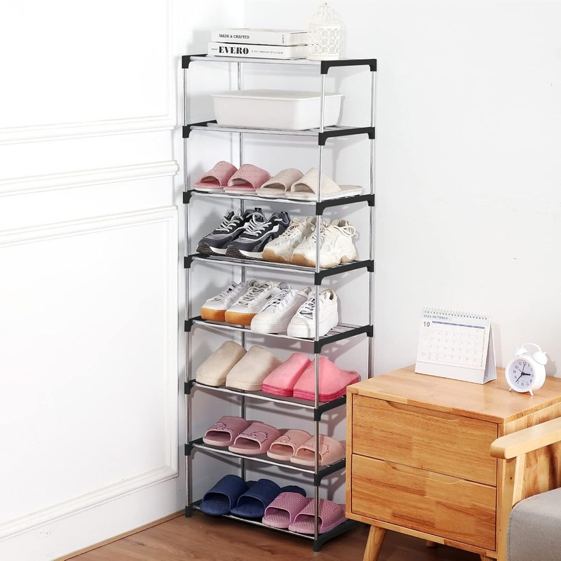 Small Shoe Rack, Narrow Stackable Shoe Shelf Organizer for Entryway, Doorway and gallery