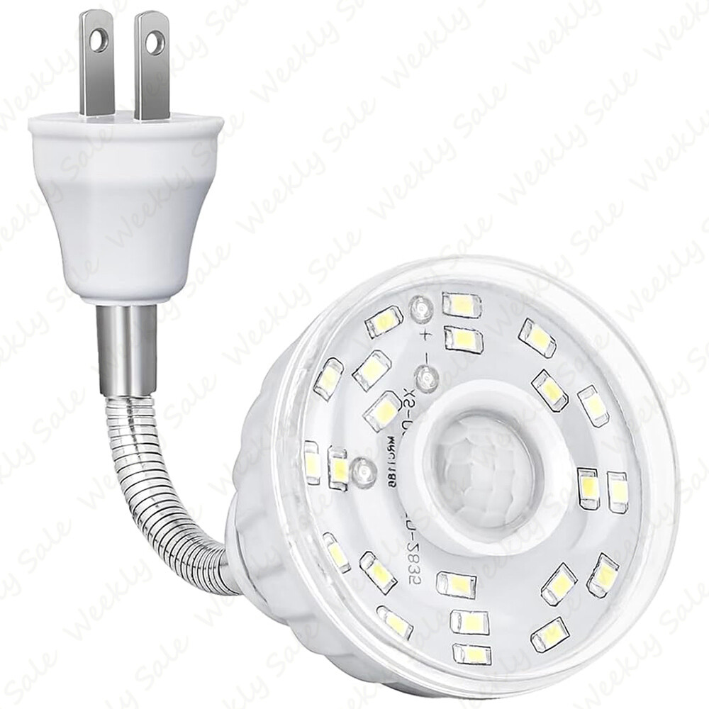 LED Night Light Motion Activated Sensor AC Outlet Plug In Stair Lamp Brightwhite