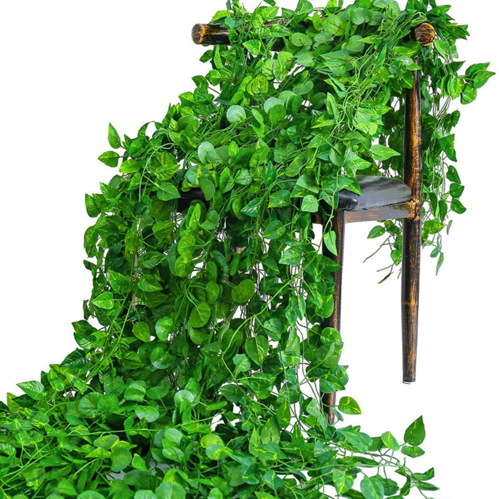 12Pack 86in Artificial Vine Leaves Green Hanging Fake Plants for Home Decor