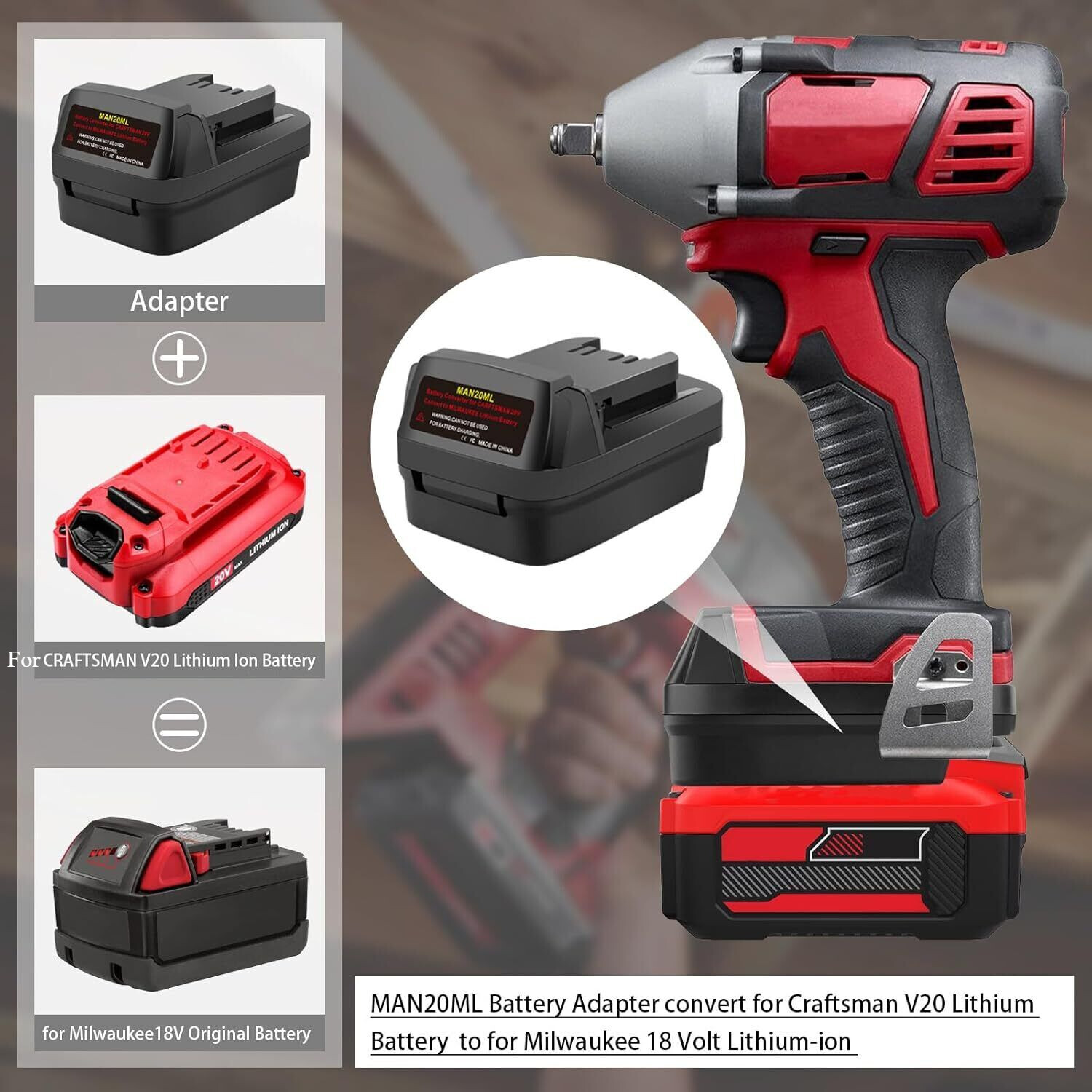 Adapter for Craftsman 20V V20 Battery Convert to for Milwaukee 18V Power Tools gallery