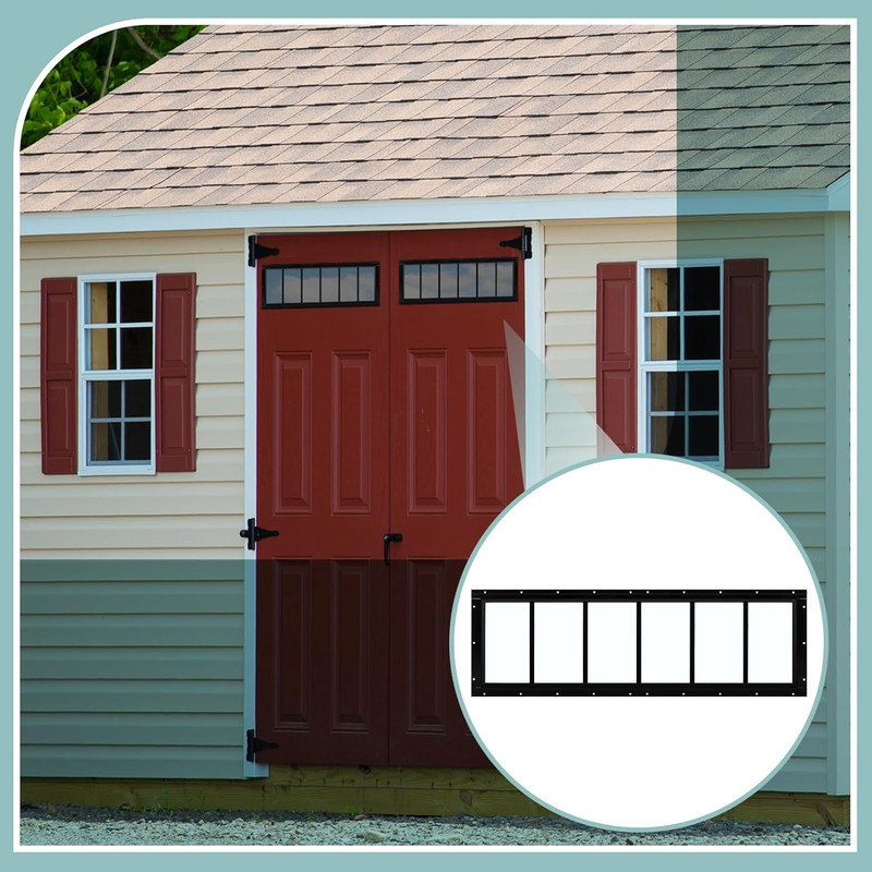 2 Pack 10'' x 35'' Black Flush Mount Shed Windows with Tempered Glass gallery