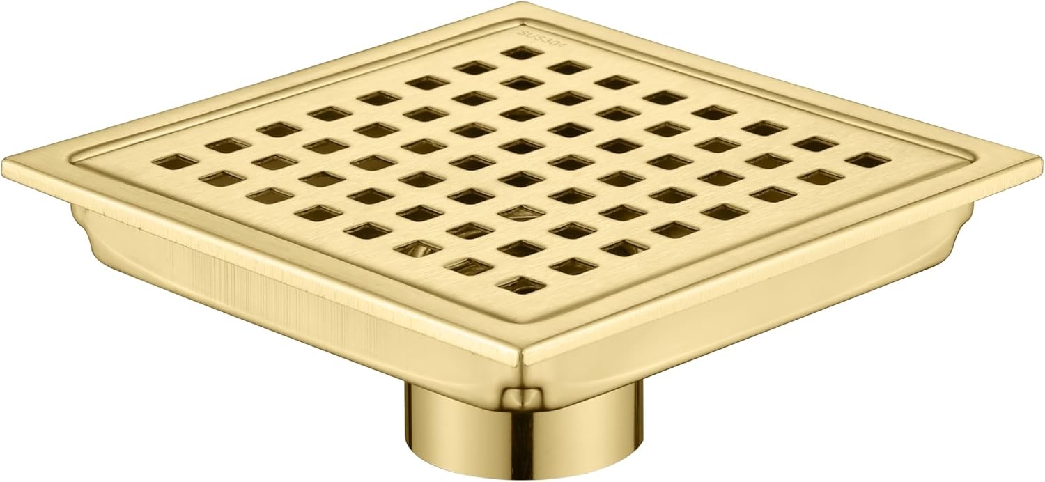 4/6 In Square Shower Floor Drain with Hair Filter,Stainless Steel,CUPC Certified gallery