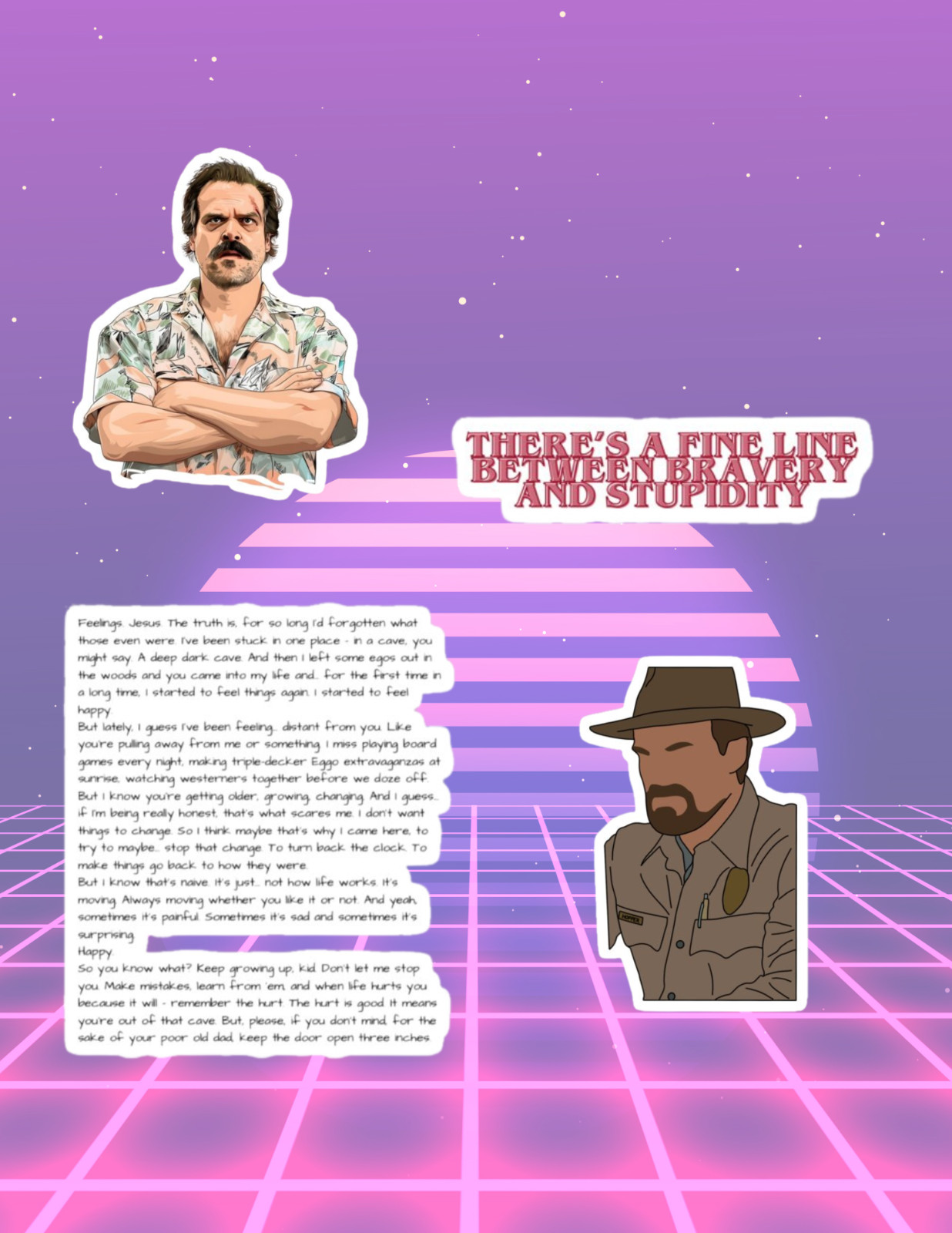 Stranger Things Hopper 4pc TV Sticker Pack gallery
