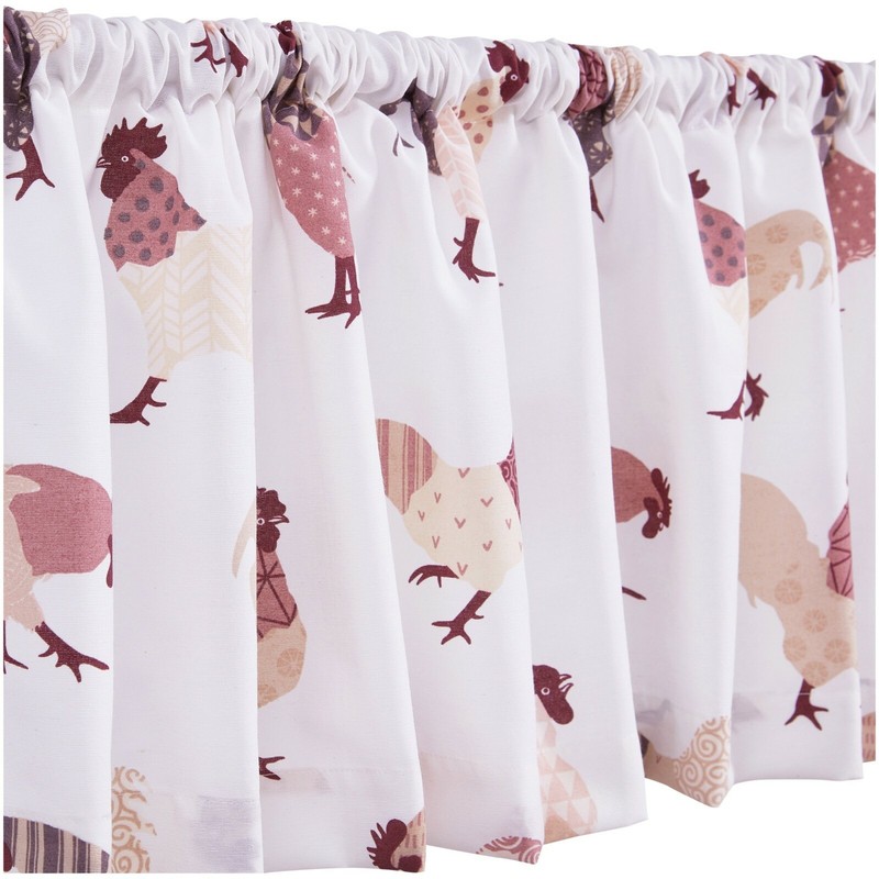3pc Small Windows Curtains Set:2 Tiers (24"x36") & Valance (54"x14") ROOSTERS,MS gallery