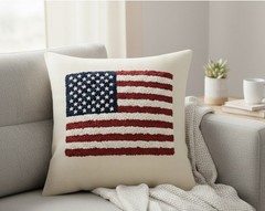 Punch Needle American Flag Pillow Cushion | USA Flag Cushion | Patriotic gift