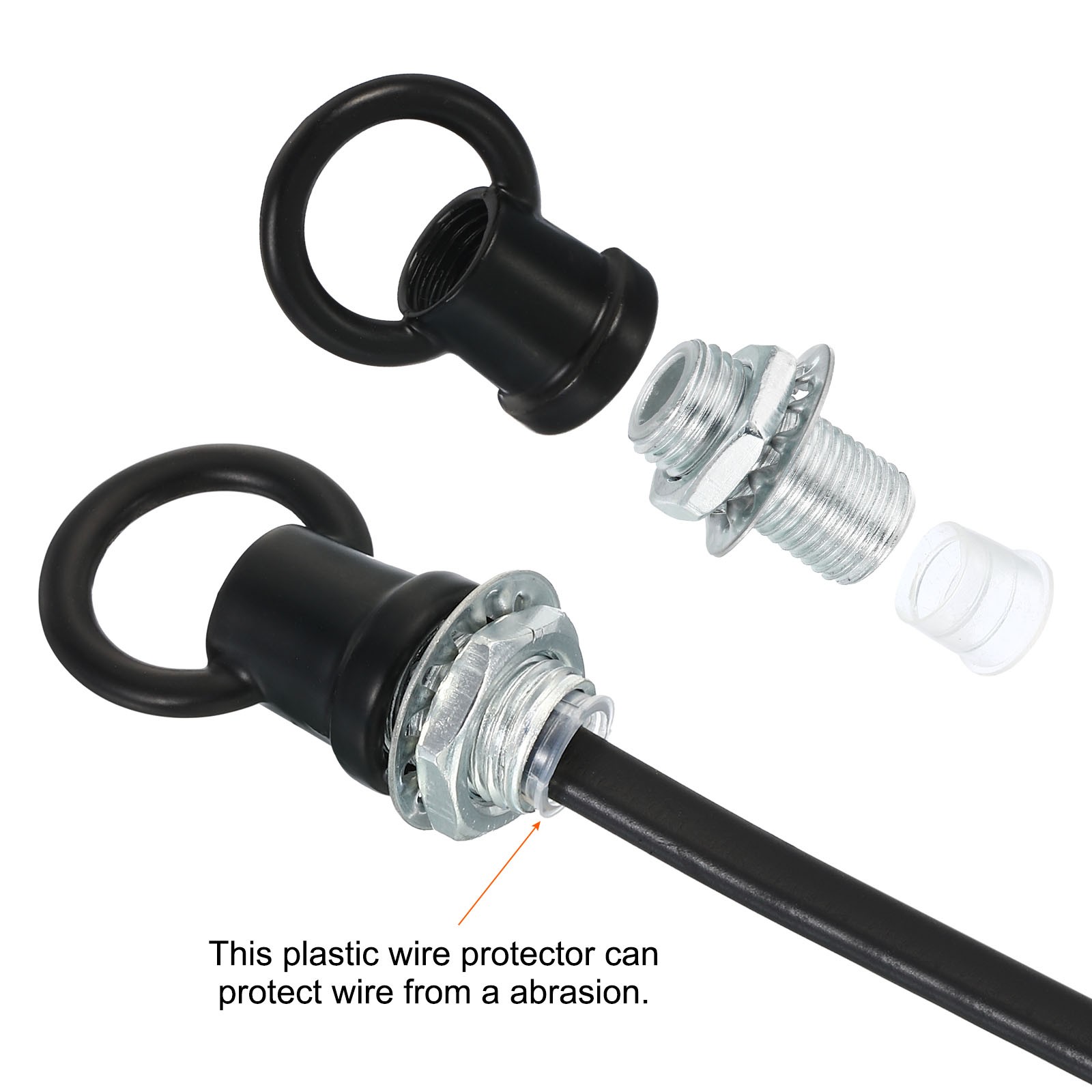 3 Set 8kg M10 Thread Lifting Eye Nut Female Loop Holder 14mm Hook Ring Black gallery