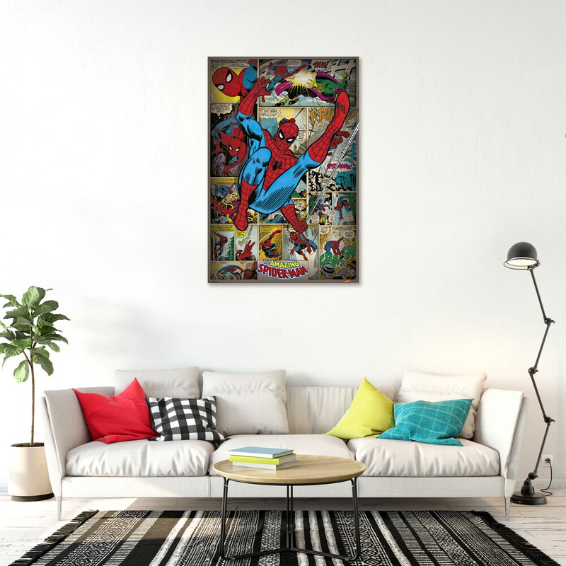Spider-Man - Marvel Comics Poster (Retro Design - Swinging) (Size: 24" X 36") gallery