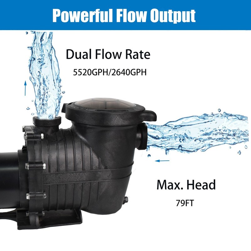 2HP Above/Inground Pool Pump Motor,2 Speed 92/44 GPM 79FT Hmax 1.5in NPT 230V gallery