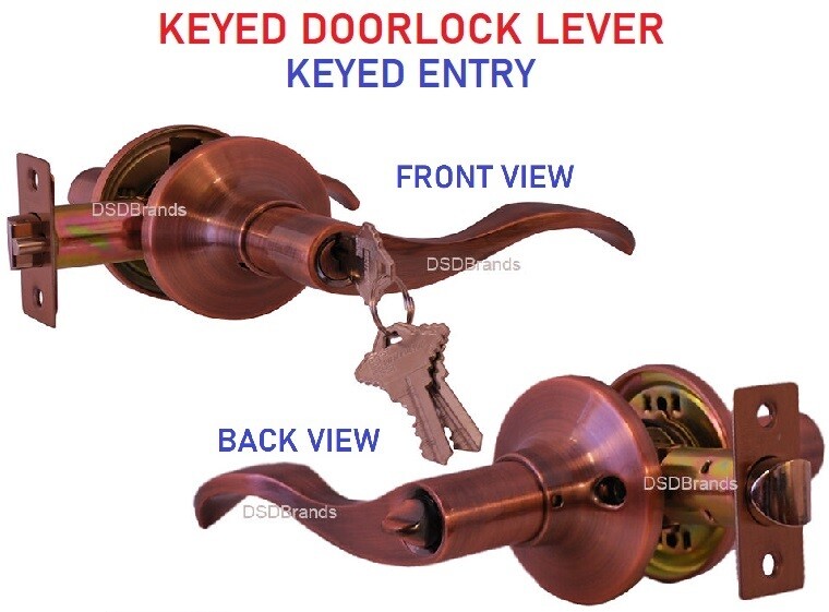 Constructor Door Lock Knob Lever Handle Lockset Deadbolt Antique Copper Finish