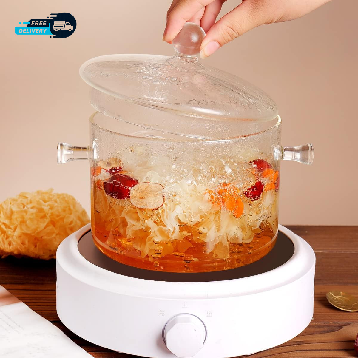 Clear Glass Pot Set for Cooking on Stove 1.9L 67 Fl Oz Glass Cookware Simmer gallery