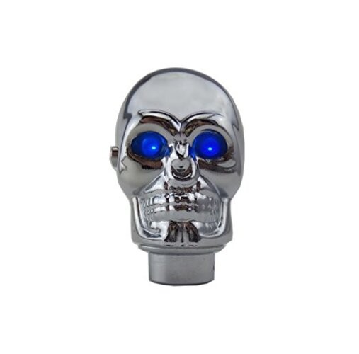 Silver Chrome Skull Stick Shift Knob LED Lights Gear Shift Knob Manual Handle gallery
