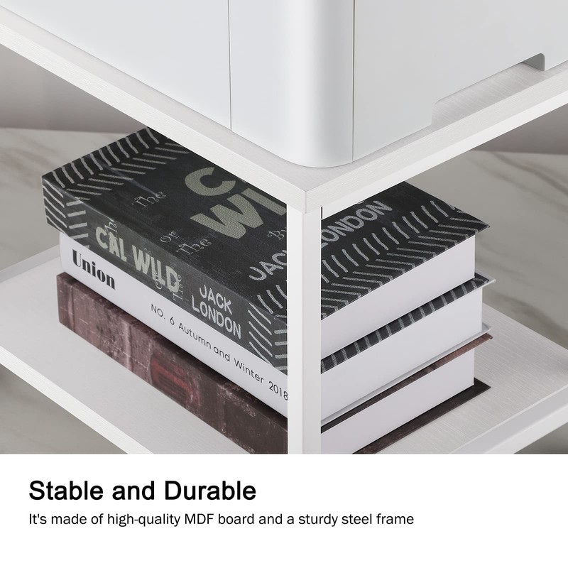 Under Desk Printer Stand 2 Tier White Printer Stand with Storage Shelf Small Pri gallery