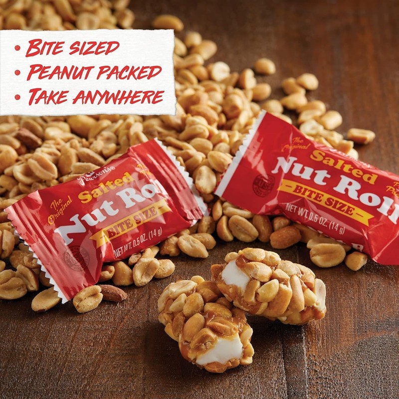 Pearsons Bite-size Salted Nut Roll Candy Bars| Loaded with Crunchy Roasted Pean gallery