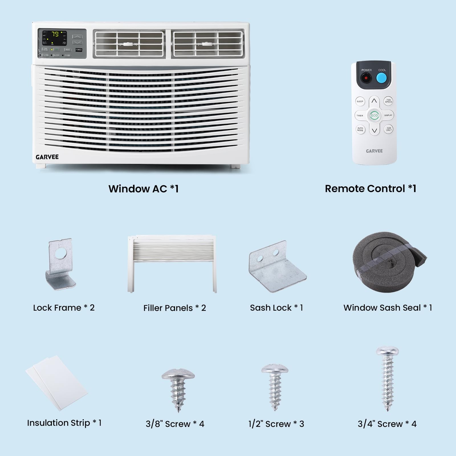8000 BTU Smart WIFI Window Air Conditioner Window AC Unit W/Remote 350 Sq. ft. gallery