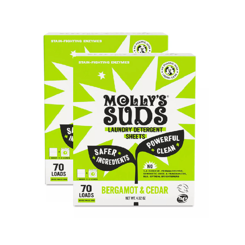 Molly's Suds Laundry Detergent Sheets, Bergamot & Cedar 70 loads (Pack of 2) gallery