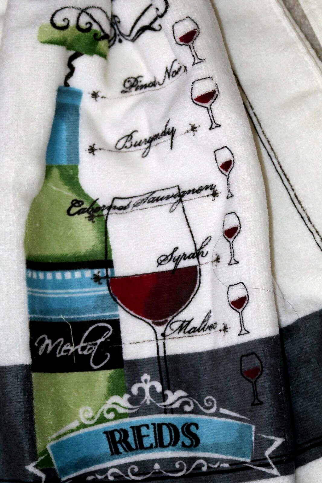 2 Double Crochet Premium Hanging Kitchen Towels ~ Red and White Wines gallery