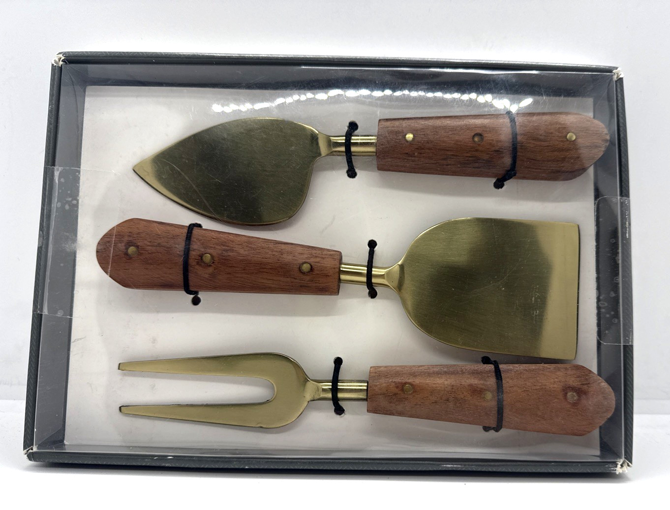 Threshold Cheese Knife Set of 3 Rustic Natural Wood & Stainless Steel gallery