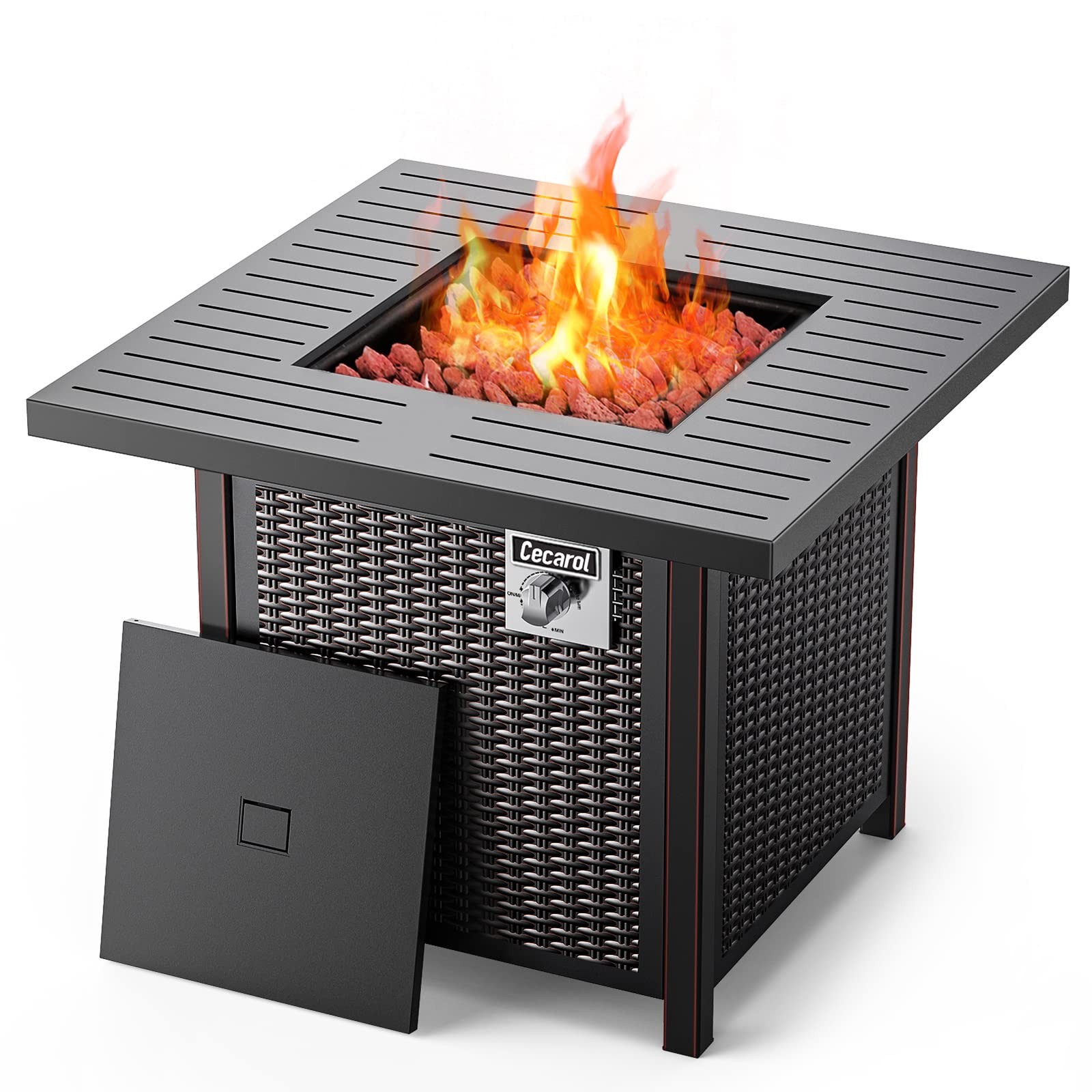 TACKLIFE Gas Fire Pit Table Lid Lava Rock Auto-Ignition 50000 BTU GFP06 - BLACK gallery