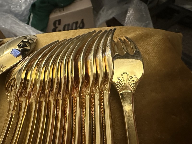 Gold Electroplate Shell Rope Flatware Set Made in Japan gallery