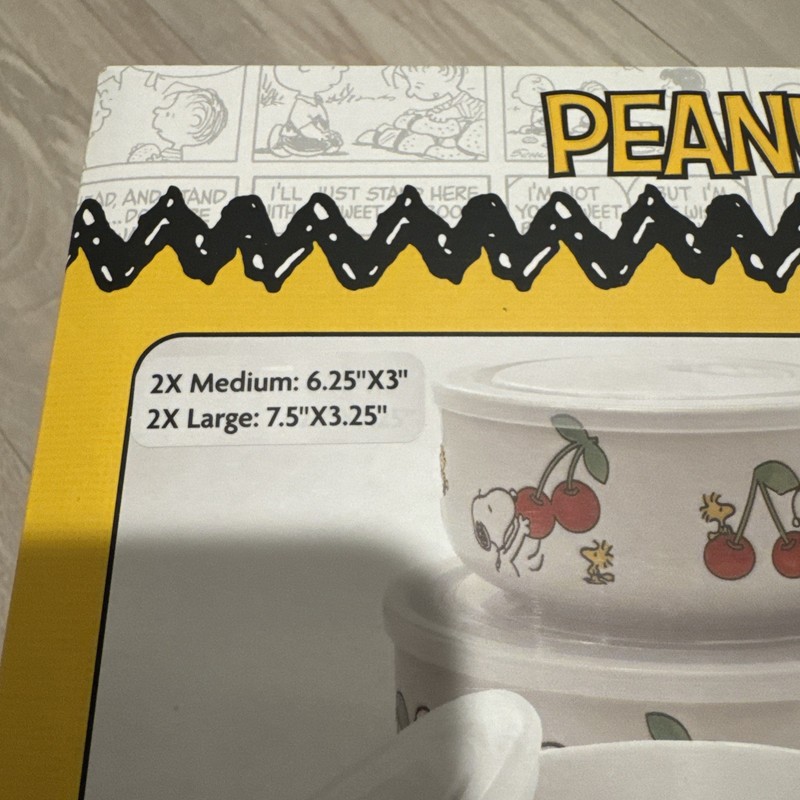 Peanuts Snoopy 8 PC Ceramic Food Storage Bowls w/ Lids Cherries gallery