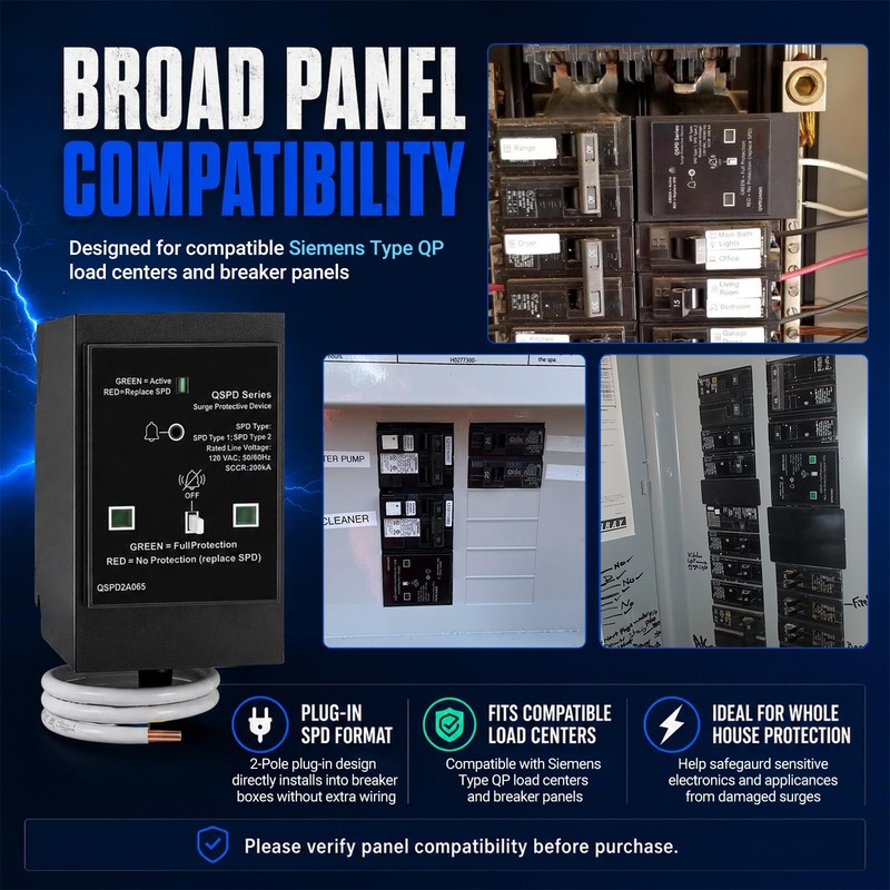 QSPD2A065P 65KA 2Pole Single Phase Surge Protection Device 120/240V For Siemens gallery