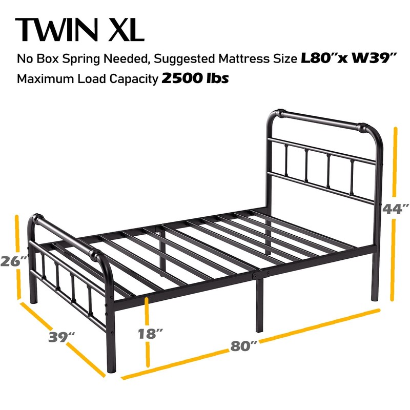 Twin XL Bed Frame with Headboard and Footboard, 18 Inches High, 3500 Pounds H... gallery
