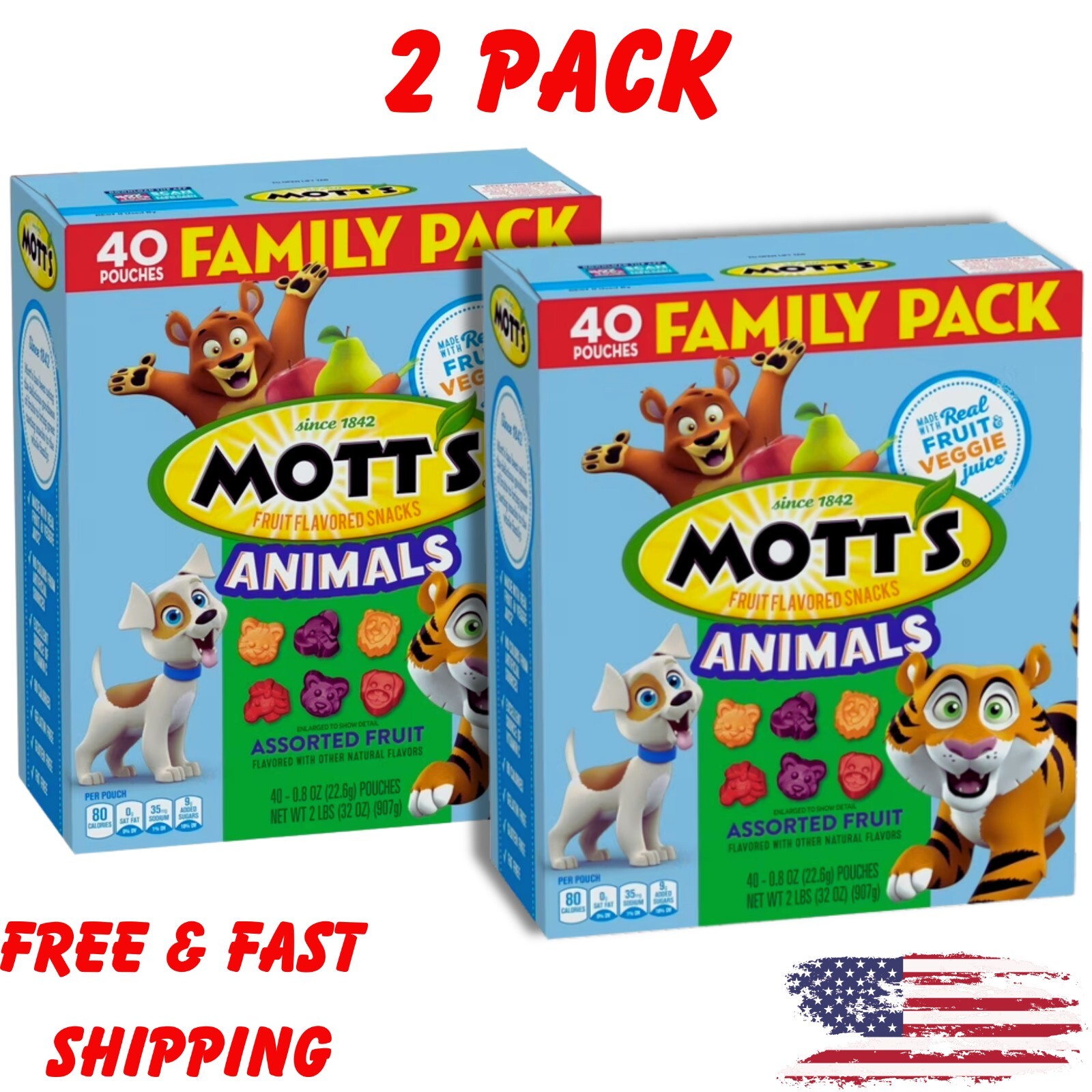 Mott's Fruit Flavored Snacks, Animals Assorted Fruit, Family Pack, 80 Ct, 32 oz gallery