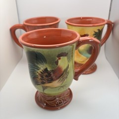 Cracker Barrel Susan Winget Rooster Coffee Mugs Farmhouse Decor Set Of 3 Colors