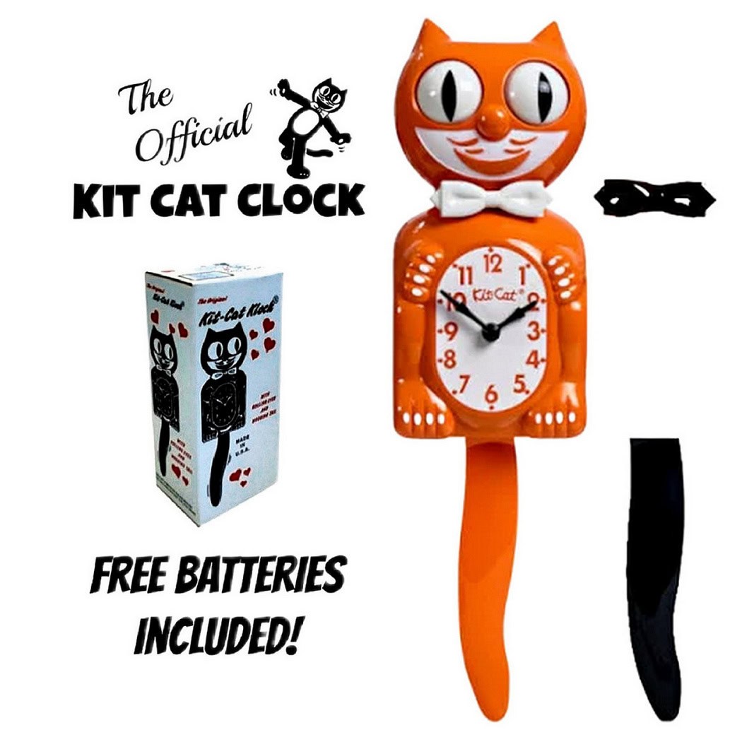 ORANGE HARVEST KIT CAT CLOCK 15.5" Free Battery MADE IN USA Kit-Cat Klock NEW gallery