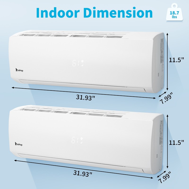 20000 BTU Dual 2 Zone Mini Split Air Conditioner & AC Heat Pump WIFI 9000 +12000 gallery