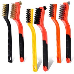 6 Pack Small Wire Brush Set – 7 Inch Brass Brush/Steel Brush/Nylon Brush with Cu