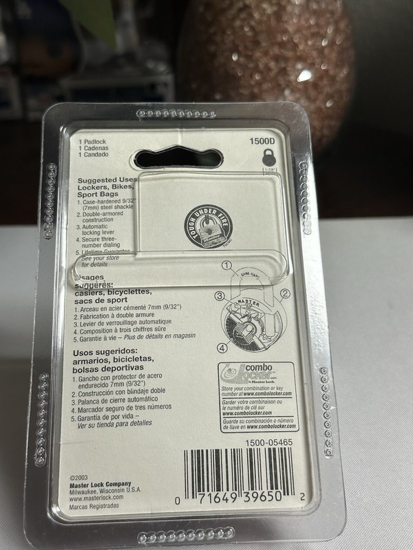 3X Master Lock 3-Digit Combination Padlock 1500D 1-7/8" gallery