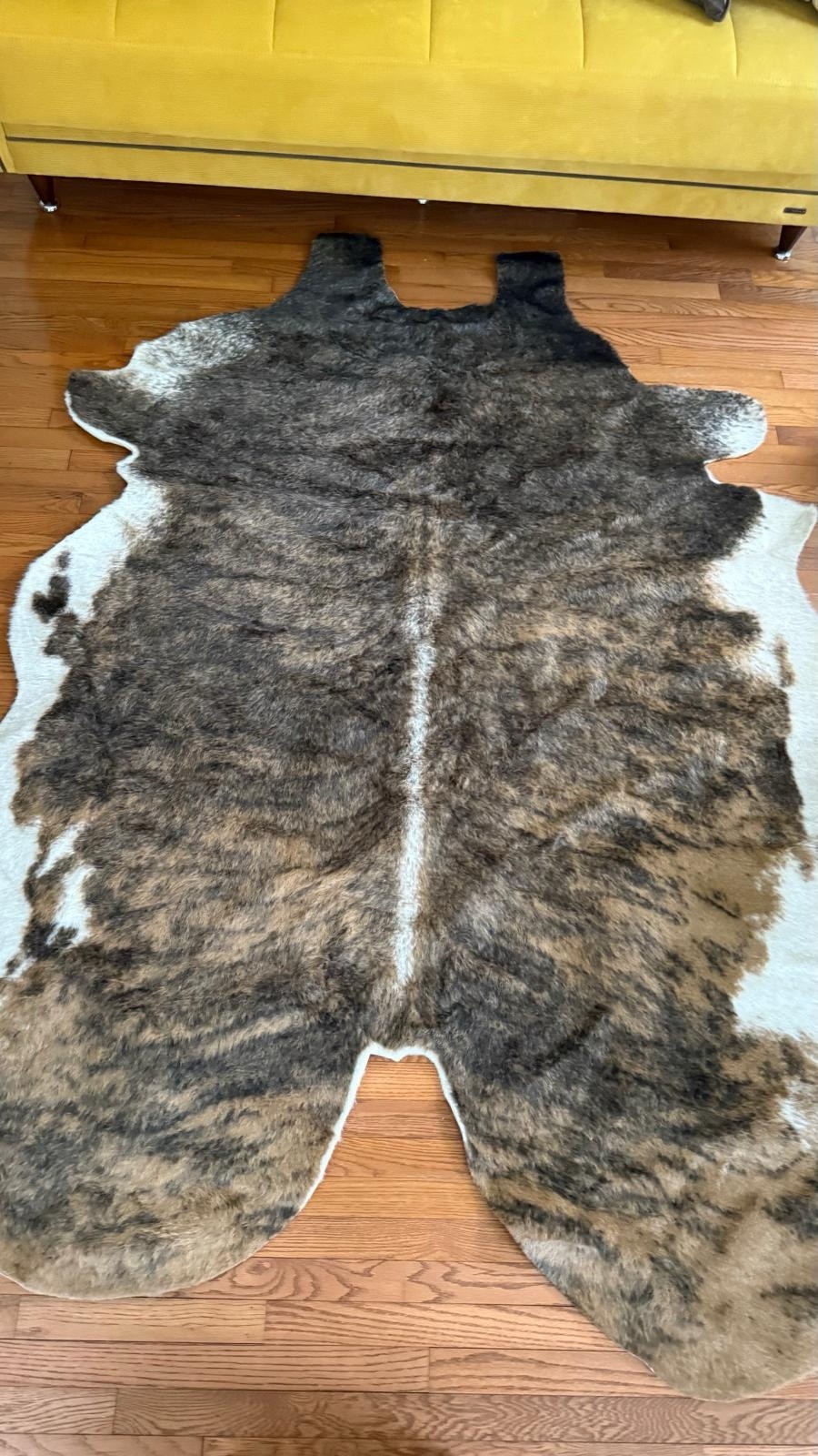 Premium Cowhide Rug Brindle Brown/White Soft Durable 7'5" x 5'6" gallery