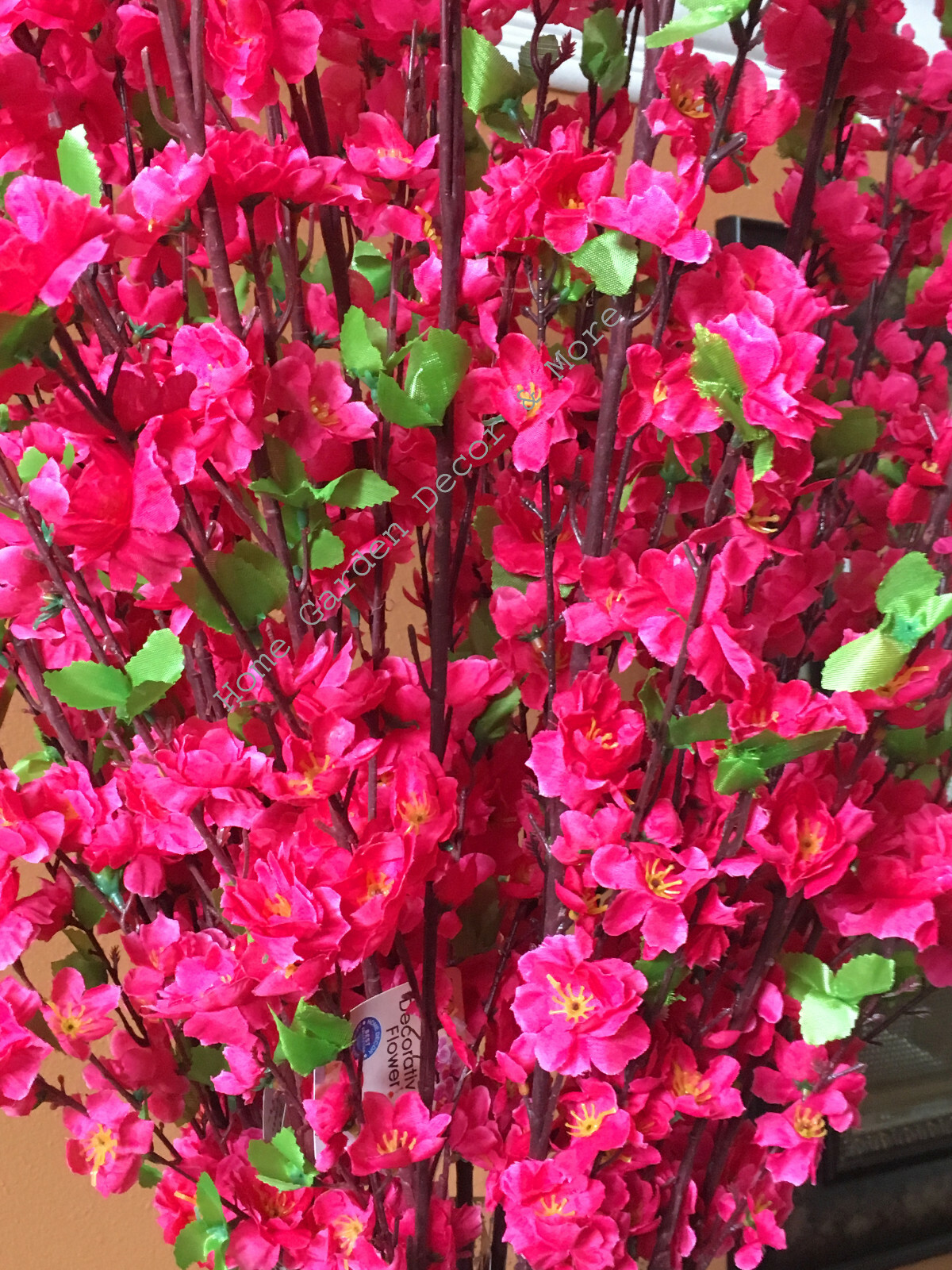 12 PACK 48" Long Stem Artificial Realistic Silk Rose RED Cherry Blossom Flowers gallery