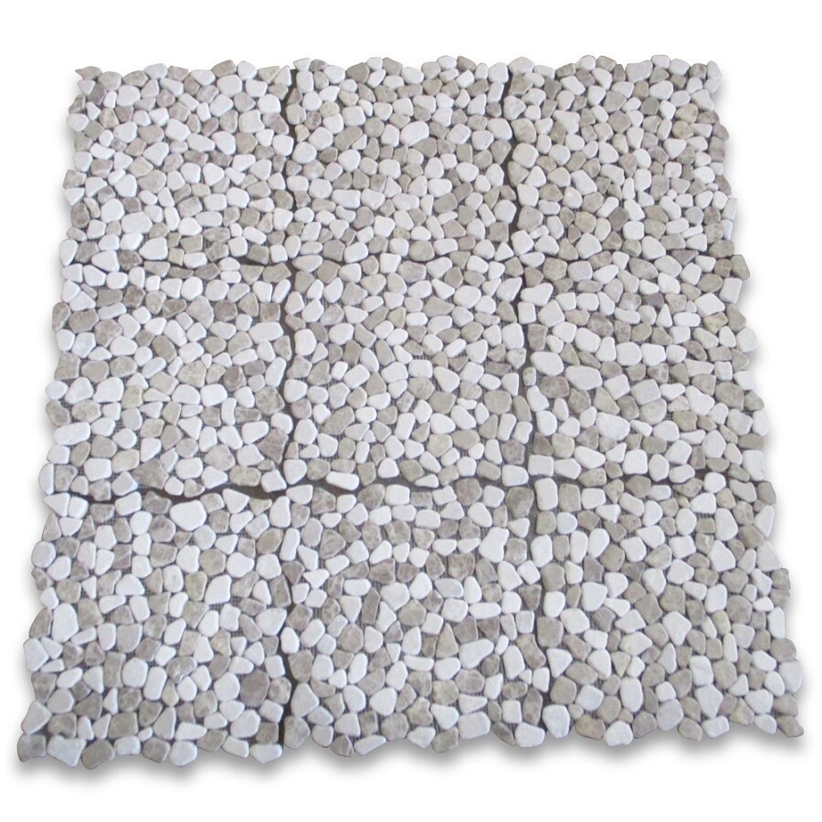 P66T Non Slip Shower Floor Tile Tumbled Emperador Beige Marble Pebblestone gallery