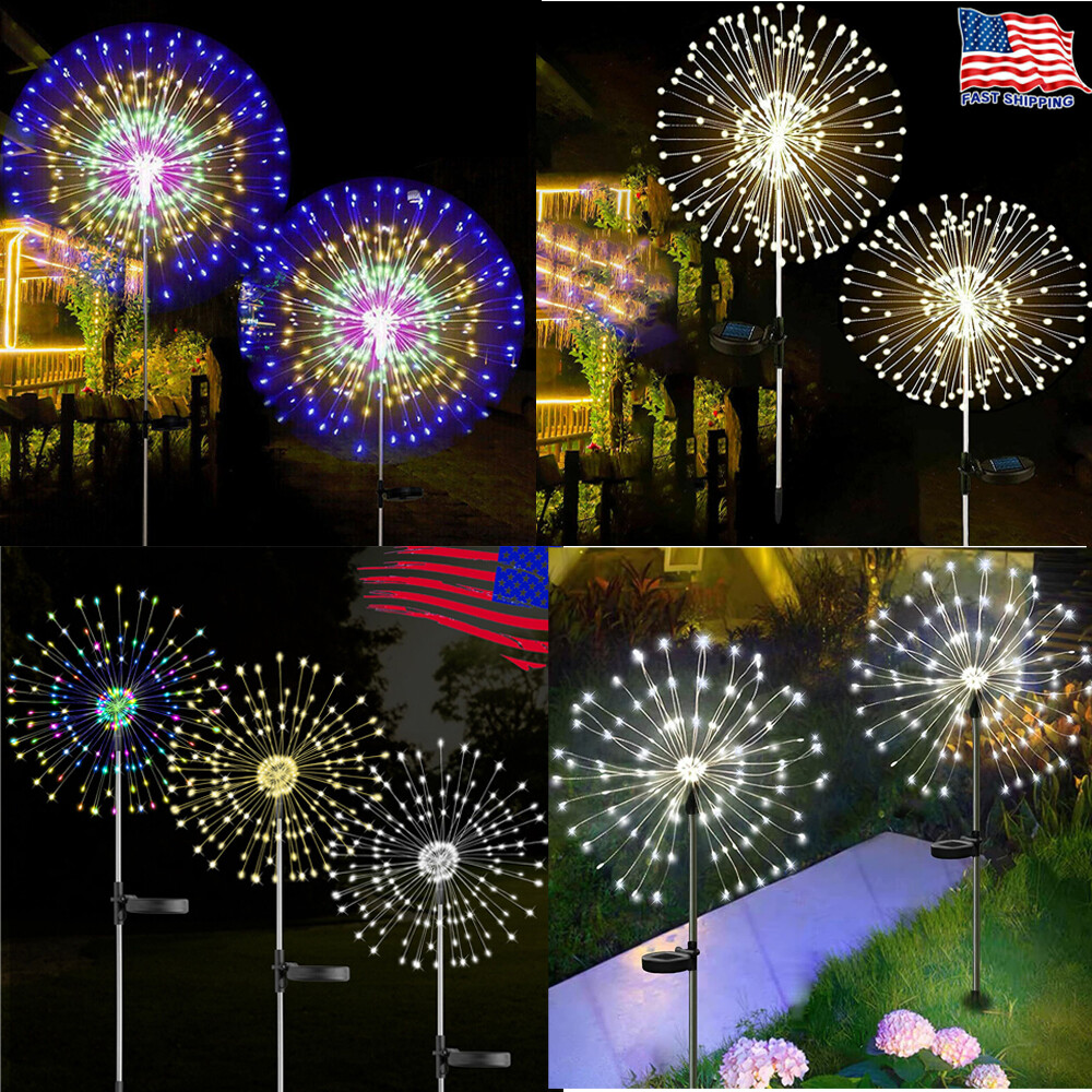 150 LED Solar Firework Lights Garden Outdoor Waterproof Yard Backyard path Decor