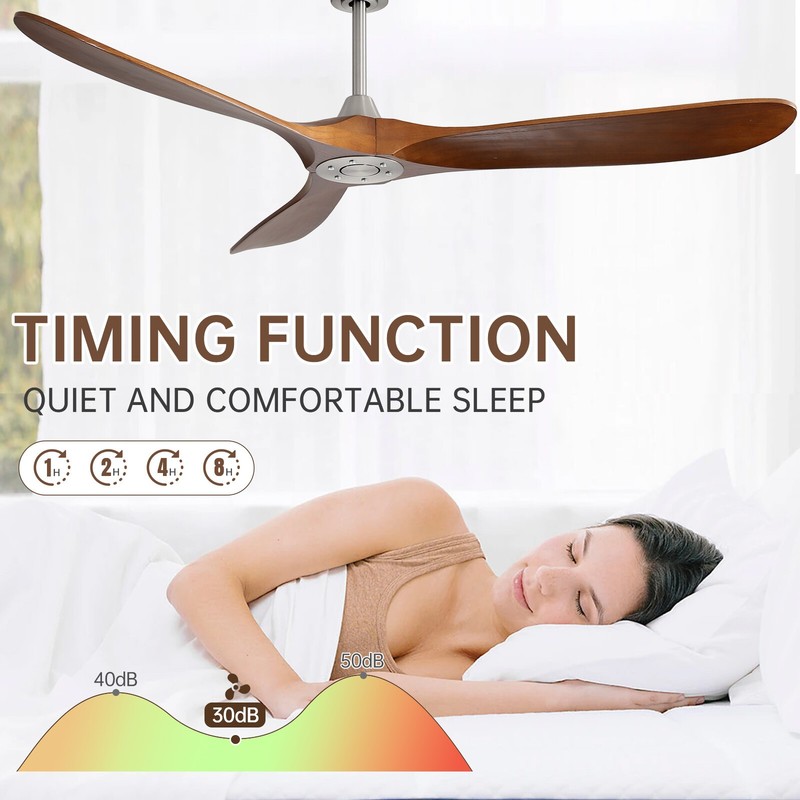 Ceiling Fan with Solid Wood, No Light. 60in Ceiling Fan. Indoor. Brushed Nickel gallery