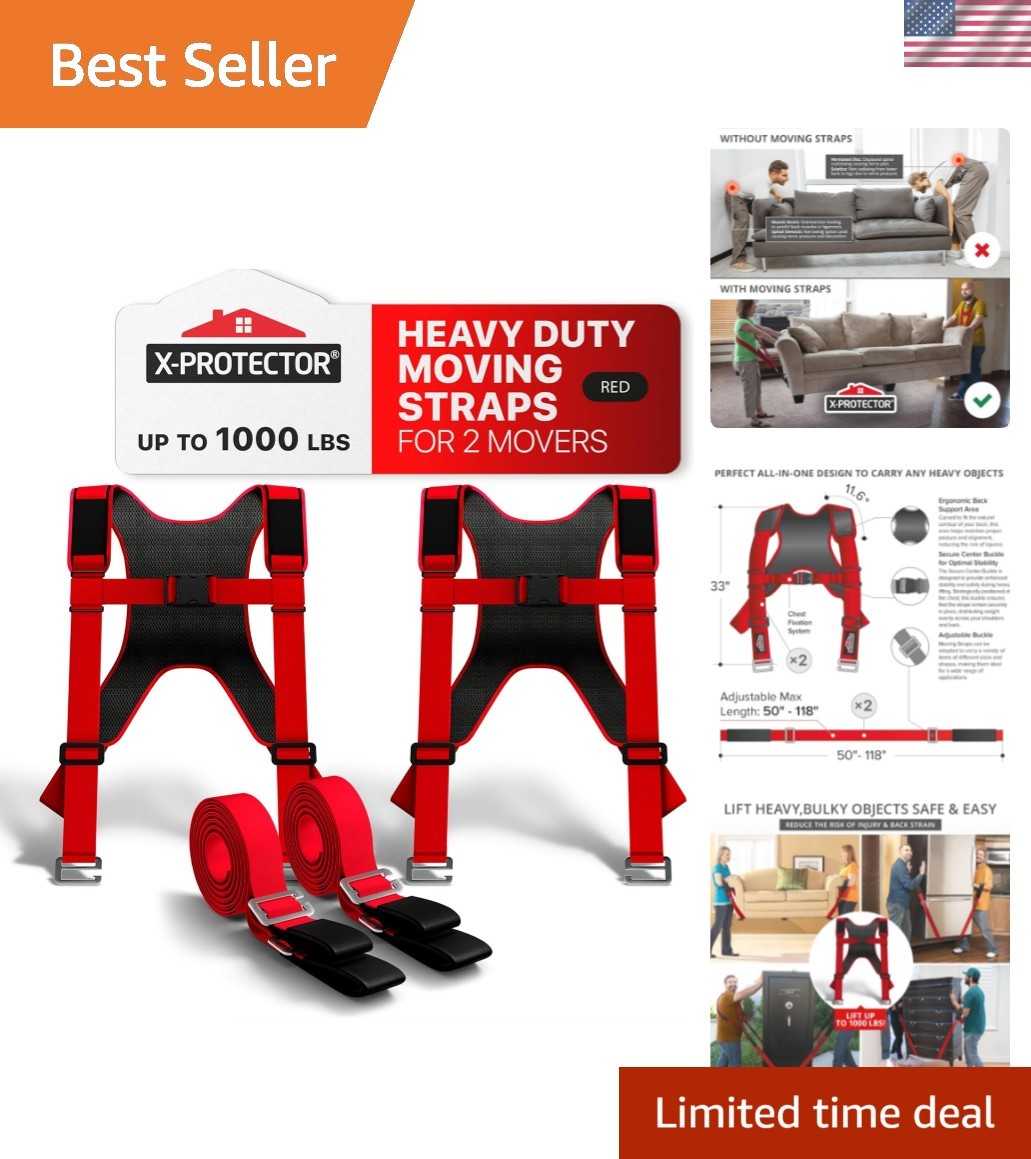 Moving Straps - 2 Pairs - Lifting Straps for 2 Movers - Move Furniture Easily... gallery