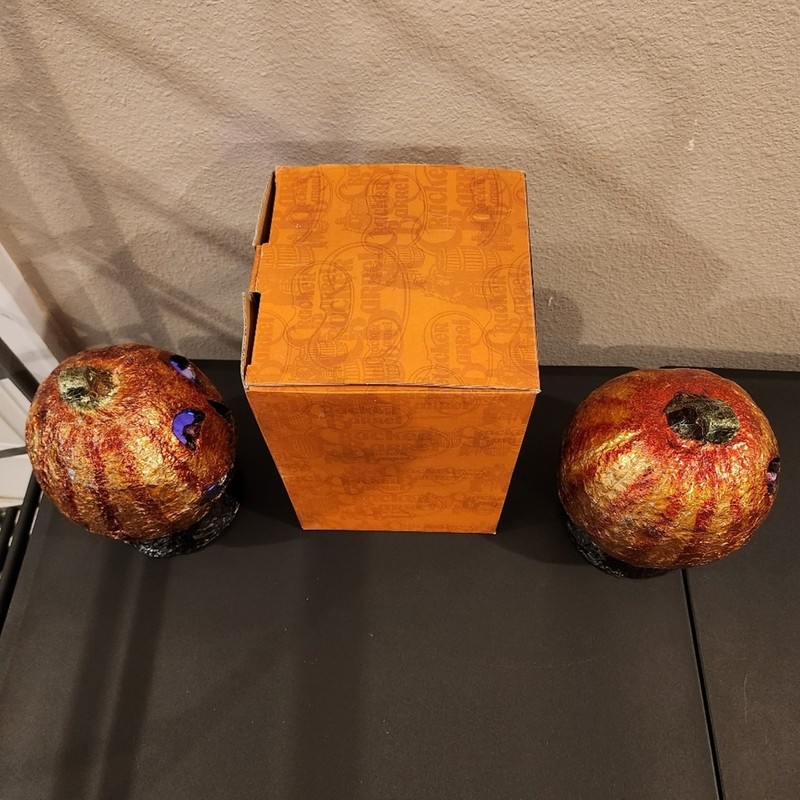 CRACKER BARREL MASQUERADE PARTY Light Up Halloween Jack O Lanterns FLAWED gallery