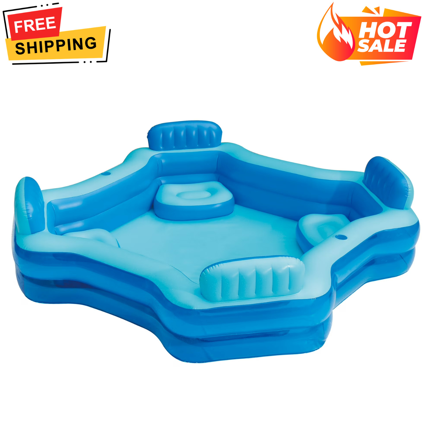 Bluescape Deluxe Comfort Inflatable Family Pool 4 Seat, Square, Age 6 & up gallery