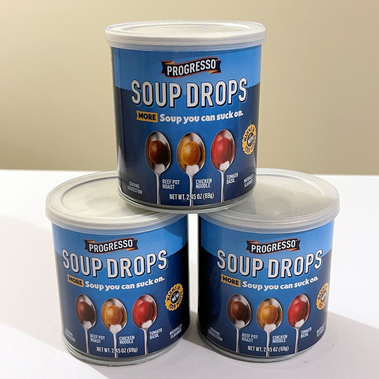3 CANS - PROGRESSO SOUP DROPS - 20 60 Piece Candy Flavor - Sealed 2026 Limited gallery