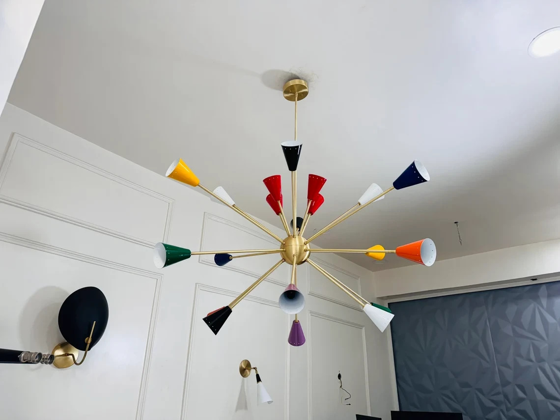Handcrafted Brass Sputnik Chandelier - Multi Color Ceiling Lamp gallery