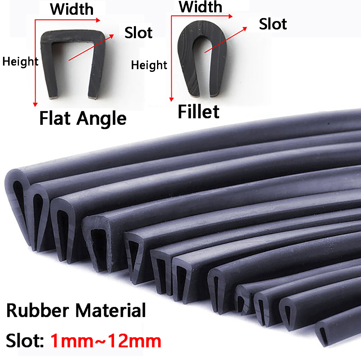 Edge Protection Frame Profile Rubber Edging Trim Seal U-profile Slot Door Window gallery